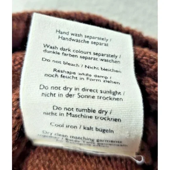 Poetry Cashmere Sweater Women’s 14 Brown Slim Funnel Neck Pullover Quiet Luxury - Picture 5 of 16